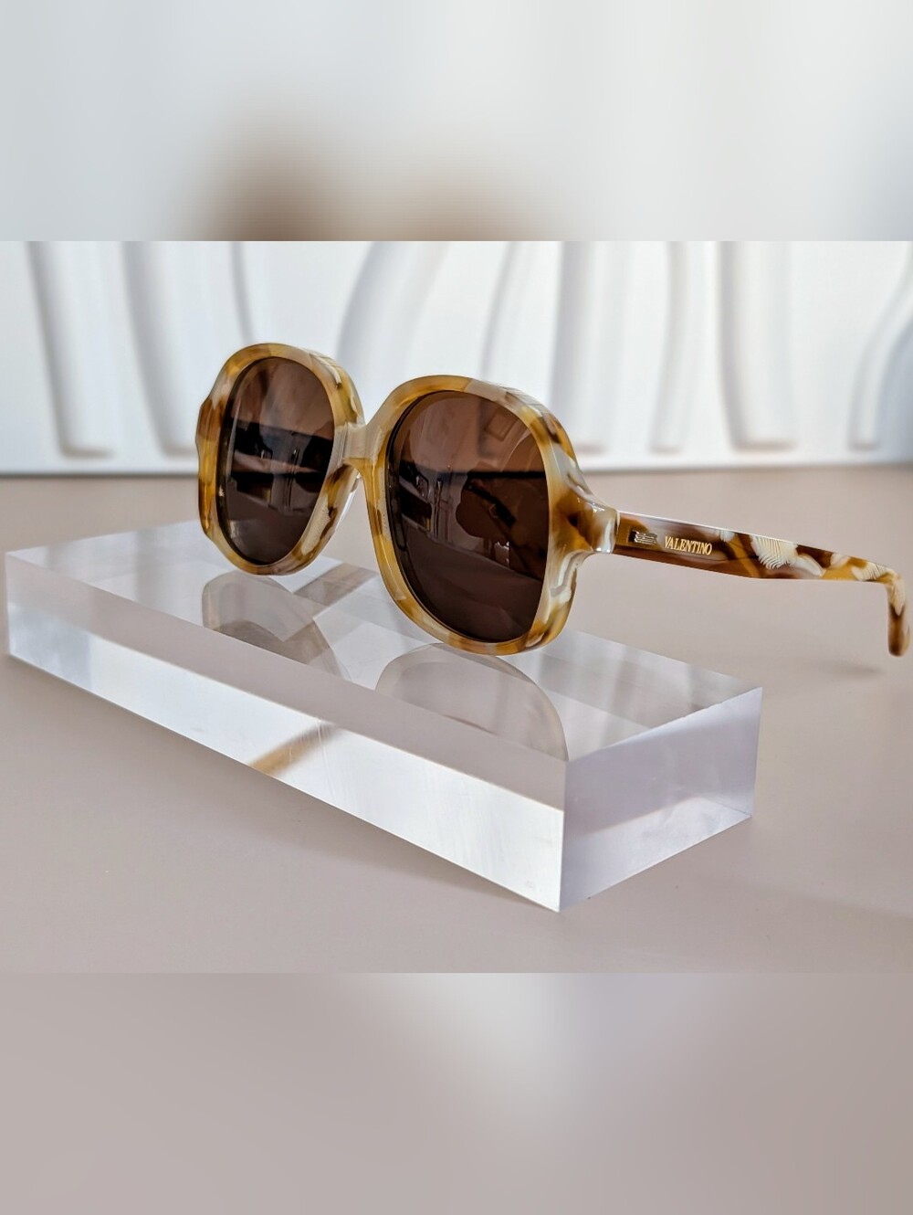 NWT Valentino Garavani Polarized Marble Brown Sunglasses Made in Italy - Picture 3 of 14